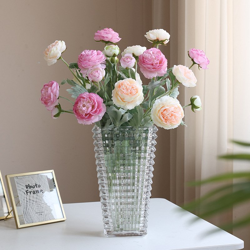 Artificial 3-head Flocked Peony