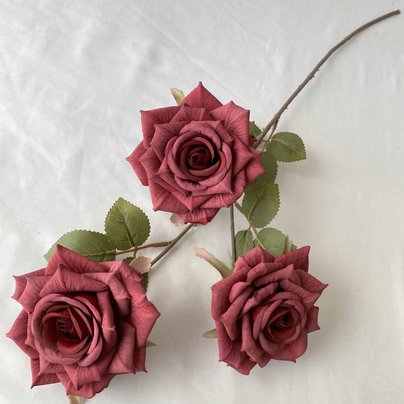 3-Head  Coated Silk-Printed Diamond Rose