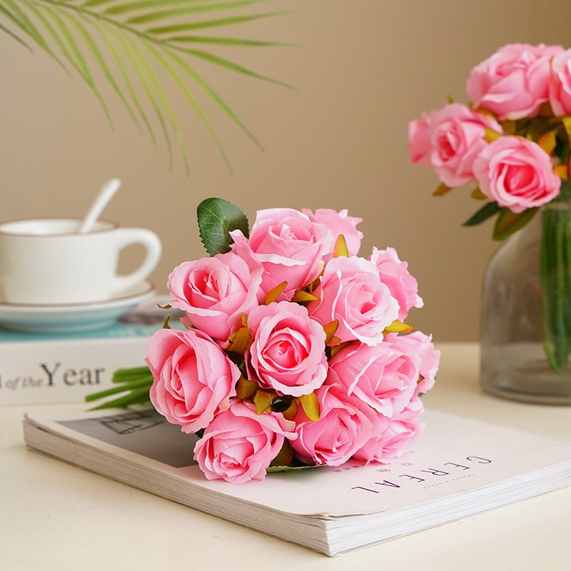 Artificial 12-Head Bundled Small Rose