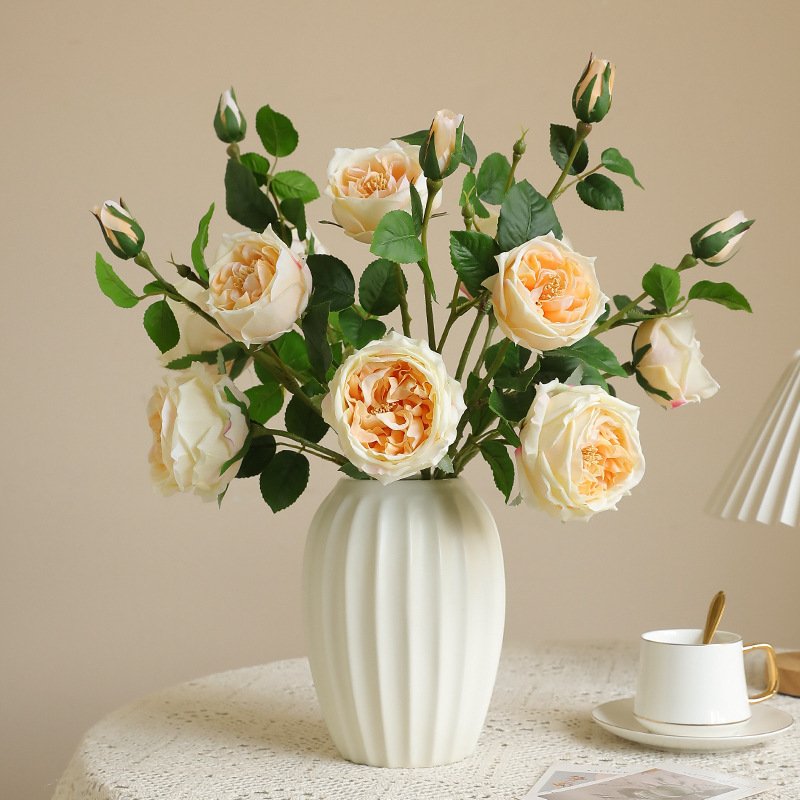 Single-Stem 3-Head Hand-Feel Austin Rose